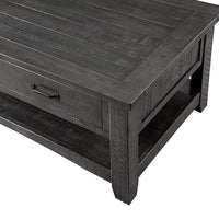 Wooden Coffee Table With Two Spacious Drawers, Gray