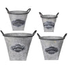 Oval Metal Planters With Handles, Gray, Set of 4