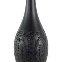 Round Ceramic Bellied Vase With Elongated Neck, Large, Matte Black