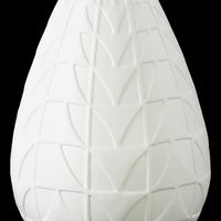 Round Ceramic Vase With Embossed Triangle Design, Matte White