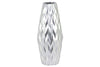 Embossed Wave Design Ceramic Vase With Round Lip, Large, Silver