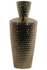 Engraved Diamond Pattern Ceramic Vase With Trumpet Neck, Large, Gold