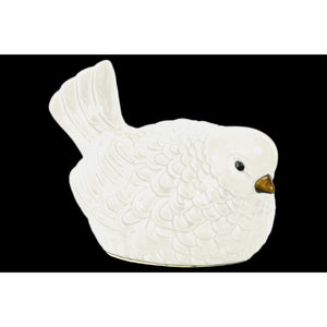 Nodding Bird Figurine In Ceramic, Glossy White