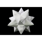 Marbleized 12 Point Stellated Sculpture In Ceramic, Large, White