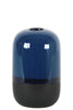 Cylindrical Stoneware Vase With Black Banded Rim Bottom, Small, Glossy Blue