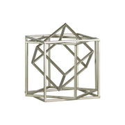 Metal Cube Abstract Sculpture in Silver Finish