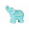 Ceramic Glossy Standing Trumpeting Ceremonial Elephant Figurine, Blue