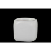 Round Shaped Ceramic Pot With Double Wall Construction, Small, White