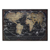 Wooden Rectangular Gicl?e Print of "World Atlas" Wall Art, Black