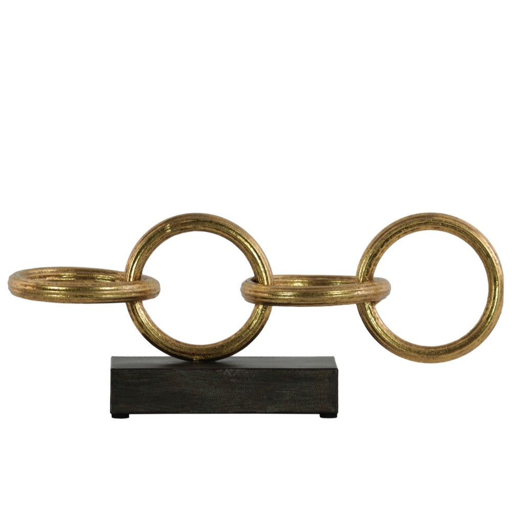 Metal Horizontal Chain Abstract Sculpture, Gold