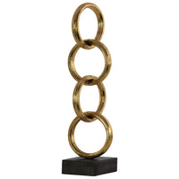 Metal Vertical Chain Abstract Sculpture, Gold