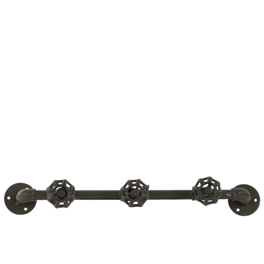 Metal Coat Hanger With 3 Valve Hooks, Gunmetal Gray