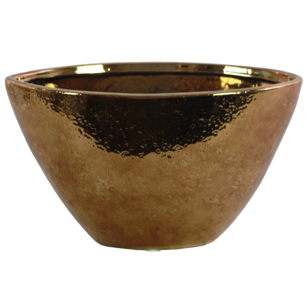 Hammered Pattern Stoneware Vase With Tapered Bottom, Copper