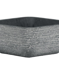 Cement Broomed Finish Low Square Pot With Tapered Bottom, Dark Gray