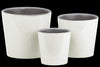 Ceramic Round Pot With Tapered Bottom, Set of Three, White