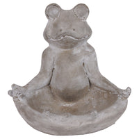 Meditating Frog Figurine In Gyan Position With Candle Holder, Gray