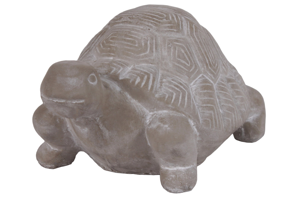 Cement Turtle Figurine In Concrete Finish, Gray