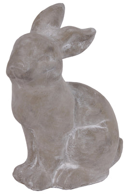 Cement Sitting Rabbit Figurine In Concrete Finish, Gray