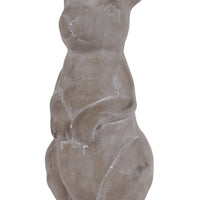 Sitting Upright Rabbit Figurine With Concrete Finish, Gray