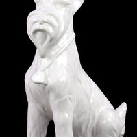 Sitting Scottish Terrier Dog Figurine In Ceramic, White