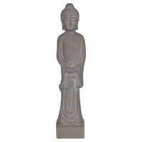 Ceramic Standing Buddha Figurine on Base, Washed Gray