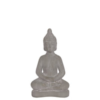 Ceramic Meditating Buddha Figurine With Rounded Ushnisha, Small, Gray