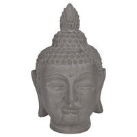 Ceramic Buddha Head Figurine With Pointed Ushnisha, Grey