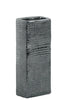 Ceramic Tall Rectangular Ribbed Design Vase, Small, Distressed Silver Finish