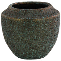 Ceramic Round Tapered Bottom Vase In Volcanic Glaze Finish, Large, Turquoise