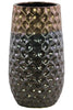 Round Vase With Embossed Diamond Design Body, Large, Dark Gray