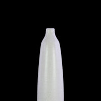 Ceramic Bottle Vase With Cream Banded Rim Bottom, White