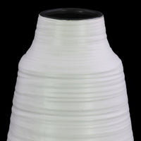 Round Ceramic Vase With Combed Design, Small, White