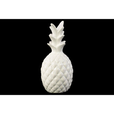 Decorative Pineapple Figurine In Ceramic, Glossy White