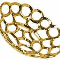 Ceramic Concave Tray With Perforated and Chainlink Pattern, Large, Chrome Gold