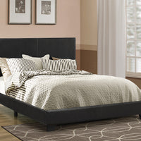 Leather Upholstered Queen Size Platform Bed, Black