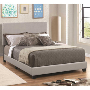 Leather Upholstered Eastern King Size Platform Bed, Gray