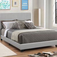 Leather Upholstered Queen Size Platform Bed, Gray