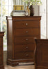 Transitional Style Wooden Chest With 5 Drawers, Cherry Brown