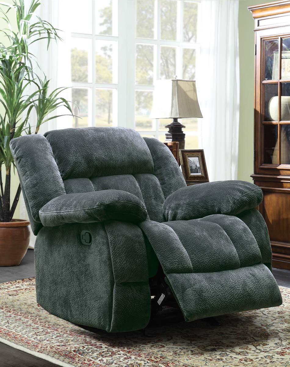 Microfiber Textured Fabric Glider Reclining Chair, Charcoal Black