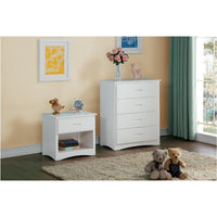 Wooden Night Stand With Bottom Shelf, White