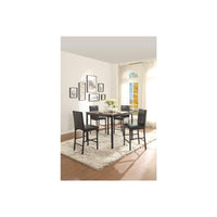 CoUnter Height Table In Metal Frame With Faux Marble Top, Black