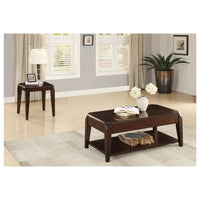 Contemporary Solid Wooden End Table With Tapered Legs, Cherry Brown
