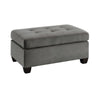 Tufted Ottoman With Polyester Upholstery, Taupe Gray