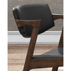 Wood & Leather MidCentury Modern Side Chair, Set of 2, Dark Brown & Black