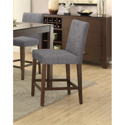 Wood Counter Height Chairs With Footrests, Set of 2, Brown, Gray