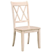 Pine Veneer Side Chair With Double XCross Back, White, Set of 2