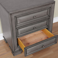 Transitional Wood Night Stand With Night Light, Gray