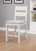 Wood And Fabric Counter Height Chair with Ladder Back, Pack Of 2, White