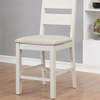 Wood And Fabric Counter Height Chair with Ladder Back, Pack Of 2, White