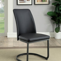 Leatherette Upholstered Side Chair with UShape Cantilever Base, Pack Of 2,Black